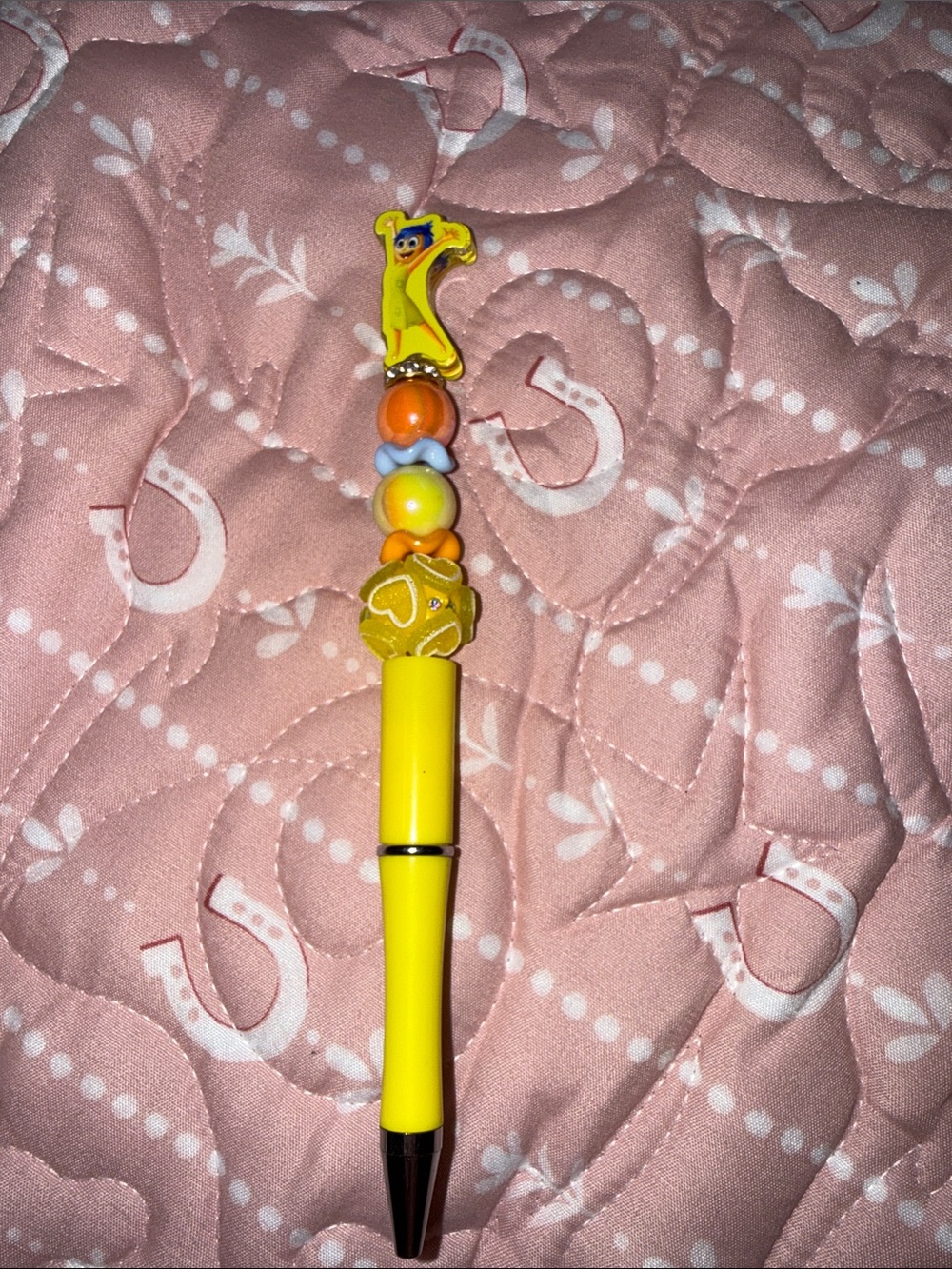 Yellow Kids Beaded  Pen - Fun School Accessory